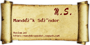 Mandák Sándor névjegykártya