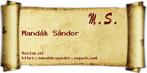 Mandák Sándor névjegykártya